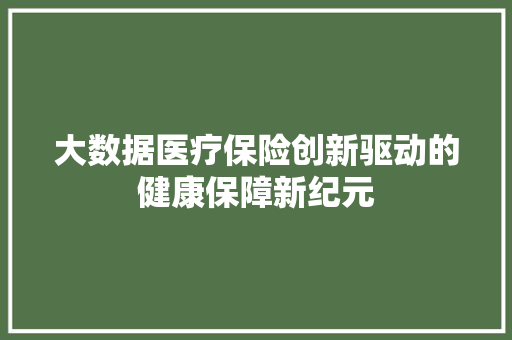 大数据医疗保险创新驱动的健康保障新纪元
