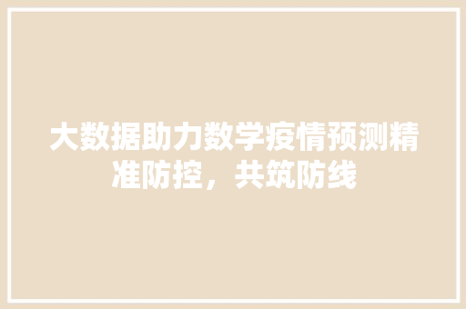 大数据助力数学疫情预测精准防控，共筑防线