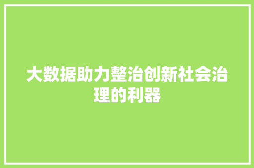 大数据助力整治创新社会治理的利器  第1张