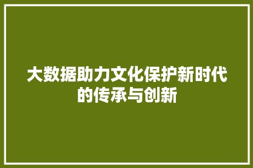 大数据助力文化保护新时代的传承与创新
