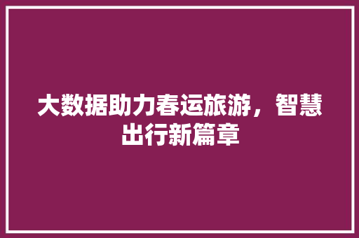 大数据助力春运旅游，智慧出行新篇章