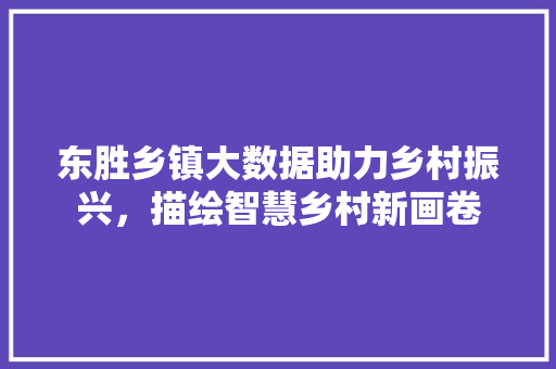 东胜乡镇大数据助力乡村振兴，描绘智慧乡村新画卷