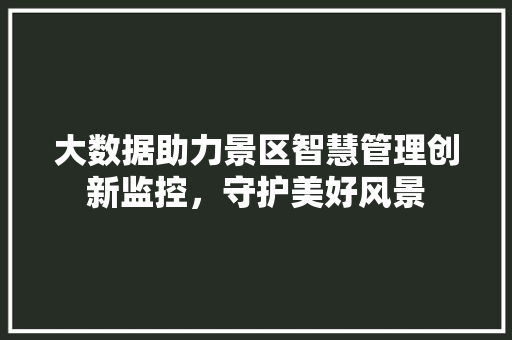 大数据助力景区智慧管理创新监控，守护美好风景  第1张