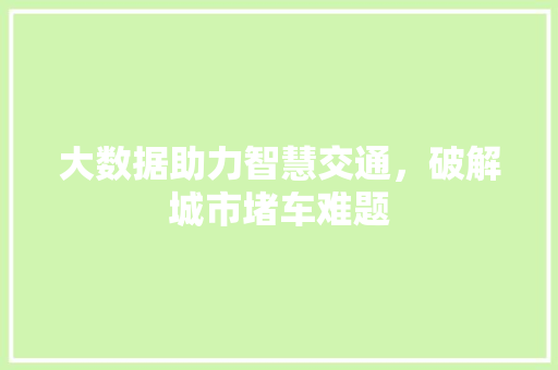 大数据助力智慧交通，破解城市堵车难题  第1张