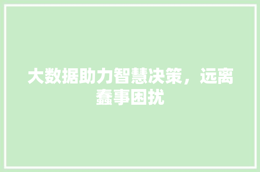 大数据助力智慧决策，远离蠢事困扰