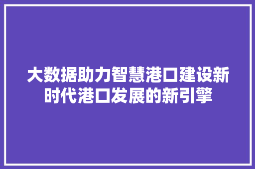 大数据助力智慧港口建设新时代港口发展的新引擎