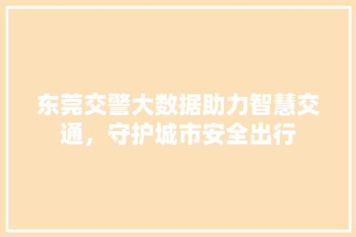 东莞交警大数据助力智慧交通，守护城市安全出行