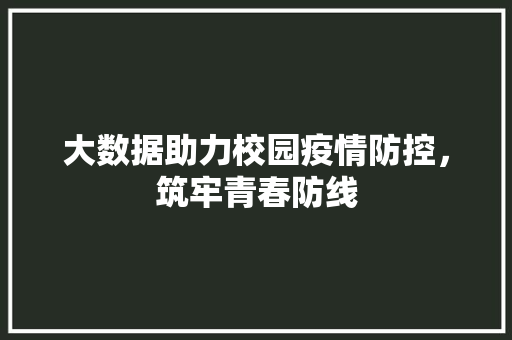 大数据助力校园疫情防控，筑牢青春防线