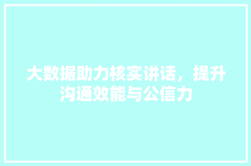 大数据助力核实讲话，提升沟通效能与公信力