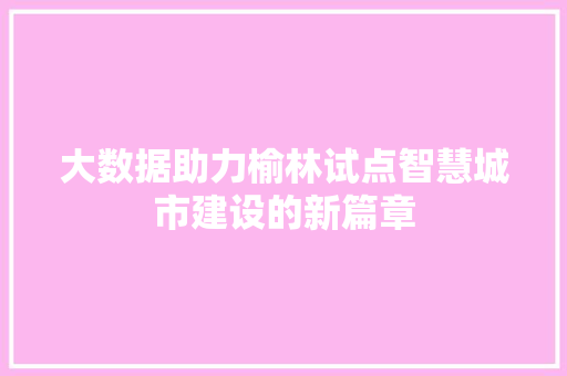 大数据助力榆林试点智慧城市建设的新篇章
