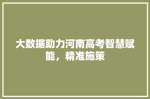 大数据助力河南高考智慧赋能，精准施策  第1张
