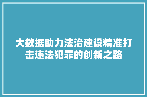 大数据助力法治建设精准打击违法犯罪的创新之路