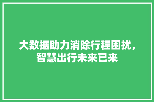 大数据助力消除行程困扰，智慧出行未来已来