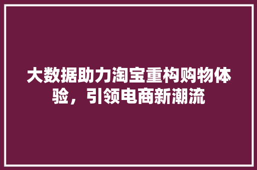 大数据助力淘宝重构购物体验，引领电商新潮流  第1张