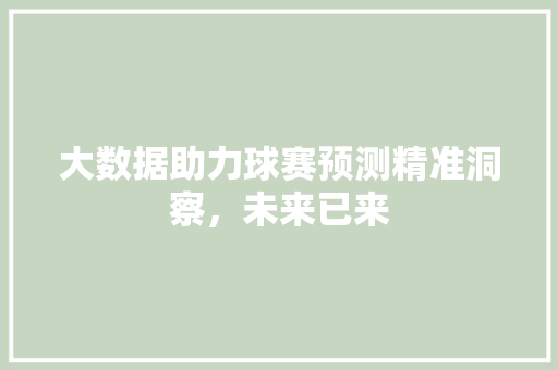 大数据助力球赛预测精准洞察，未来已来  第1张