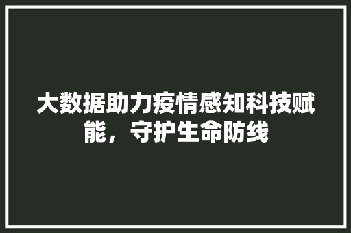 大数据助力疫情感知科技赋能，守护生命防线