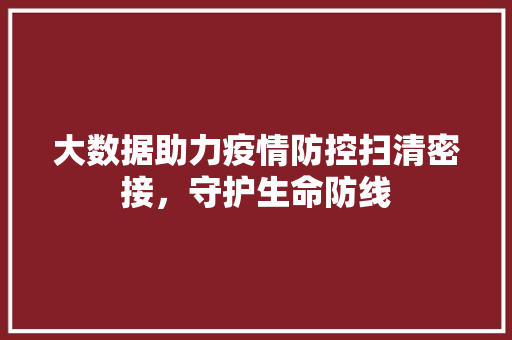 大数据助力疫情防控扫清密接，守护生命防线