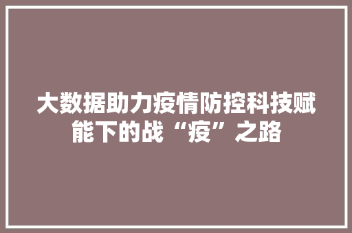 大数据助力疫情防控科技赋能下的战“疫”之路