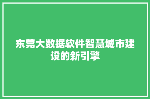 东莞大数据软件智慧城市建设的新引擎