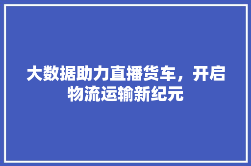 大数据助力直播货车，开启物流运输新纪元