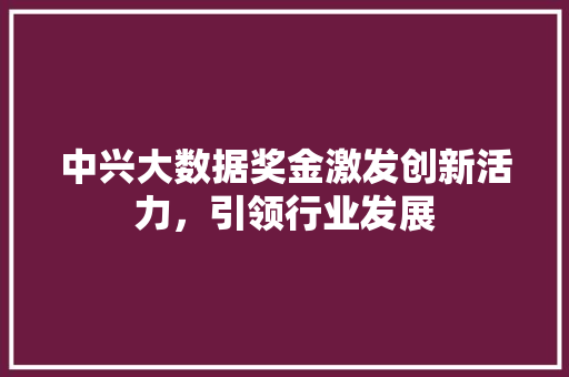 中兴大数据奖金激发创新活力，引领行业发展
