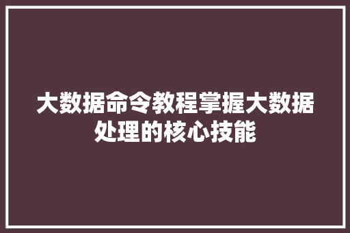 大数据命令教程掌握大数据处理的核心技能