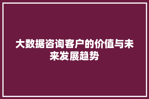 大数据咨询客户的价值与未来发展趋势