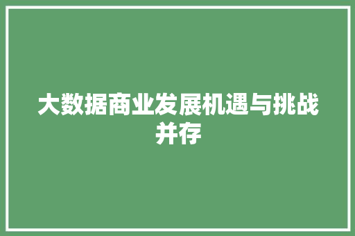 大数据商业发展机遇与挑战并存  第1张