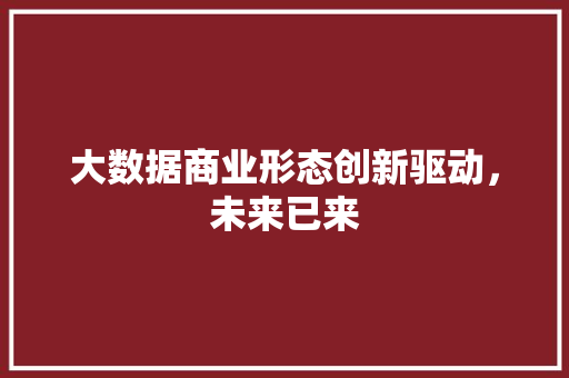 大数据商业形态创新驱动，未来已来