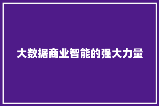 大数据商业智能的强大力量