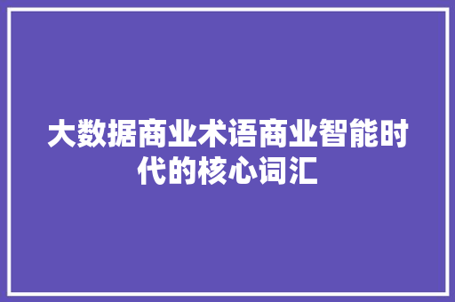 大数据商业术语商业智能时代的核心词汇  第1张