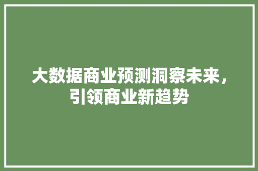 大数据商业预测洞察未来，引领商业新趋势  第1张