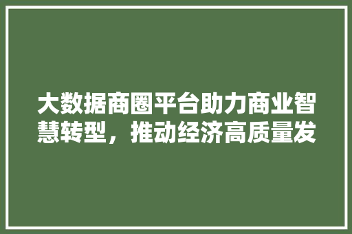 大数据商圈平台助力商业智慧转型，推动经济高质量发展