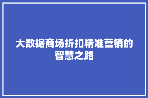 大数据商场折扣精准营销的智慧之路