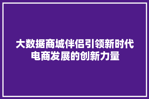 大数据商城伴侣引领新时代电商发展的创新力量  第1张