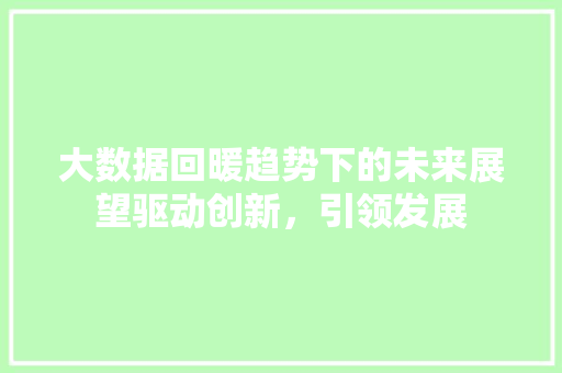 大数据回暖趋势下的未来展望驱动创新，引领发展  第1张