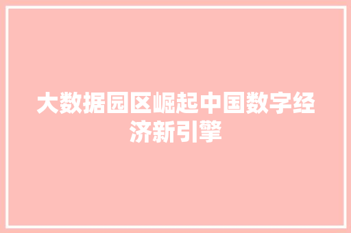 大数据园区崛起中国数字经济新引擎