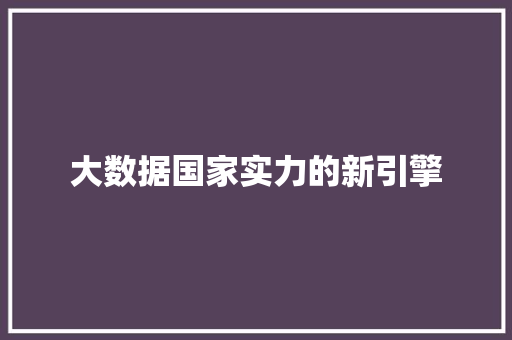 大数据国家实力的新引擎