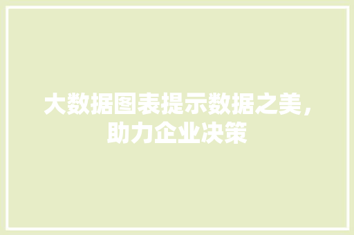 大数据图表提示数据之美，助力企业决策