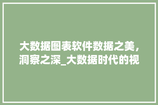 大数据图表软件数据之美，洞察之深_大数据时代的视觉革命  第1张