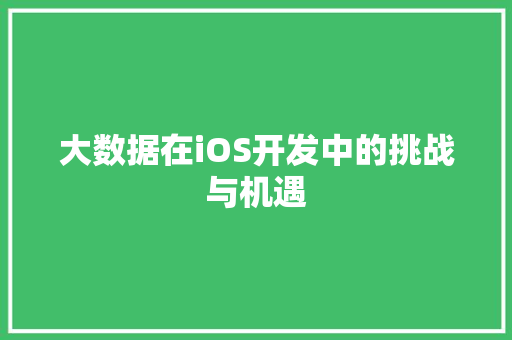 大数据在iOS开发中的挑战与机遇