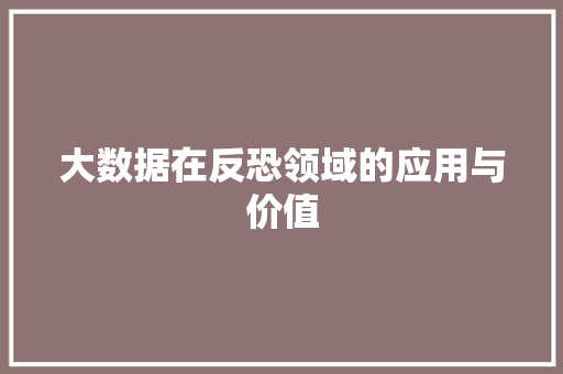 大数据在反恐领域的应用与价值  第1张
