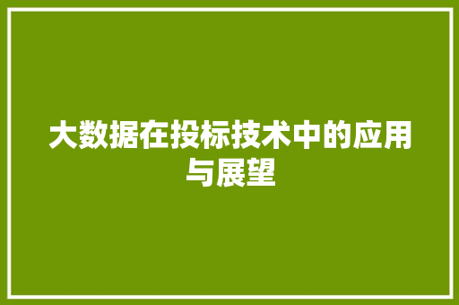 大数据在投标技术中的应用与展望