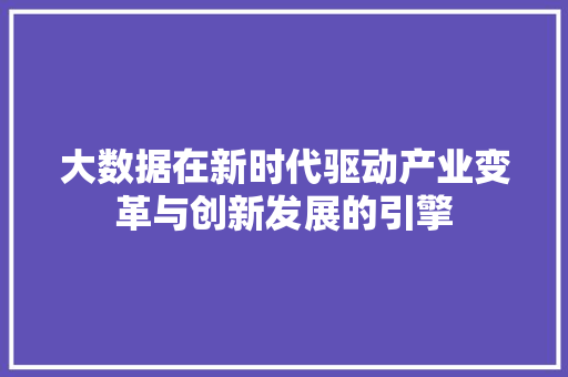 大数据在新时代驱动产业变革与创新发展的引擎  第1张