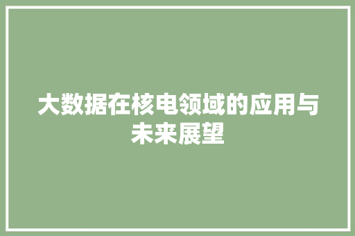 大数据在核电领域的应用与未来展望  第1张
