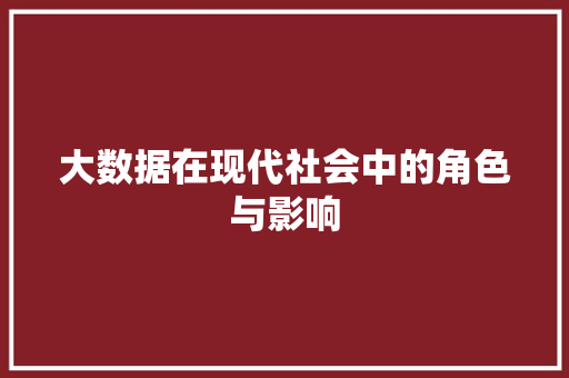 大数据在现代社会中的角色与影响
