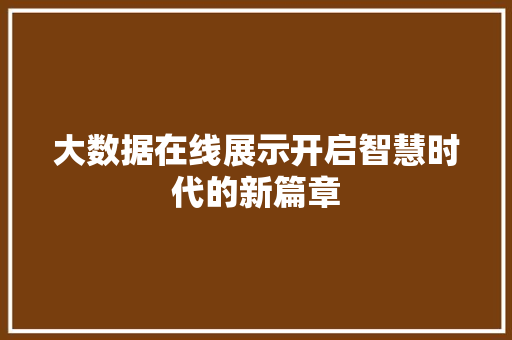大数据在线展示开启智慧时代的新篇章  第1张