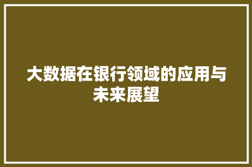 大数据在银行领域的应用与未来展望  第1张