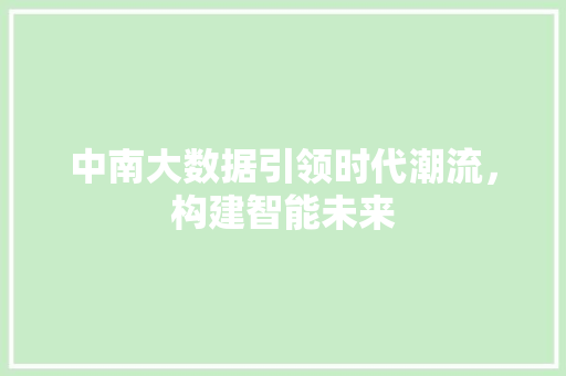 中南大数据引领时代潮流，构建智能未来