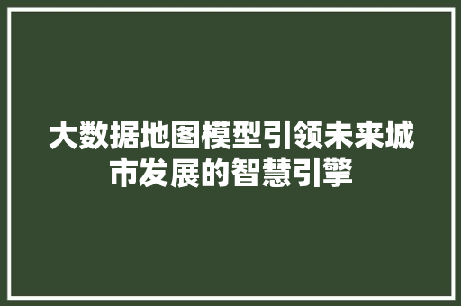 大数据地图模型引领未来城市发展的智慧引擎